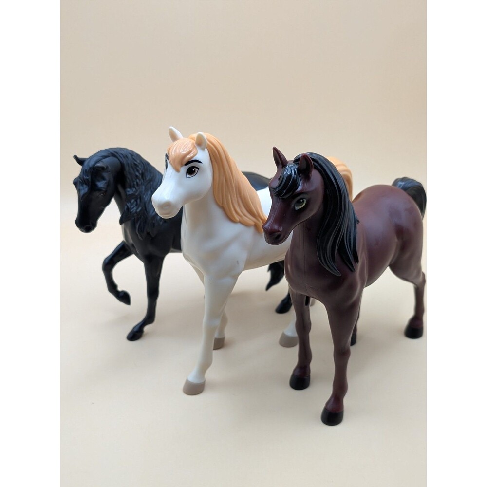 Breyer Reeves & Mattel Horse Figures Lot Of 3 White Brown Black Toy Horses